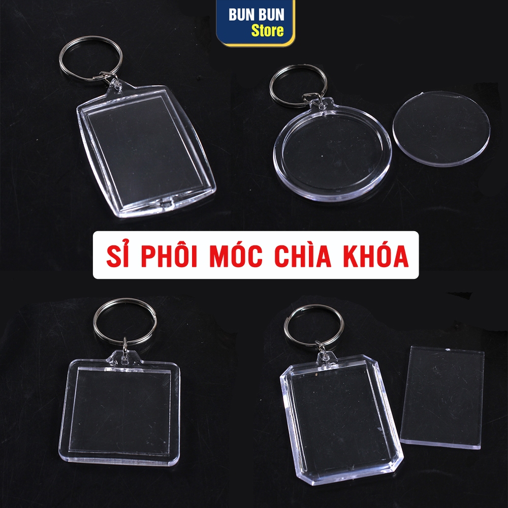 100 Móc chìa khóa QR, Phôi móc chìa khóa QR bằng mica trong suốt - Không in nội dung