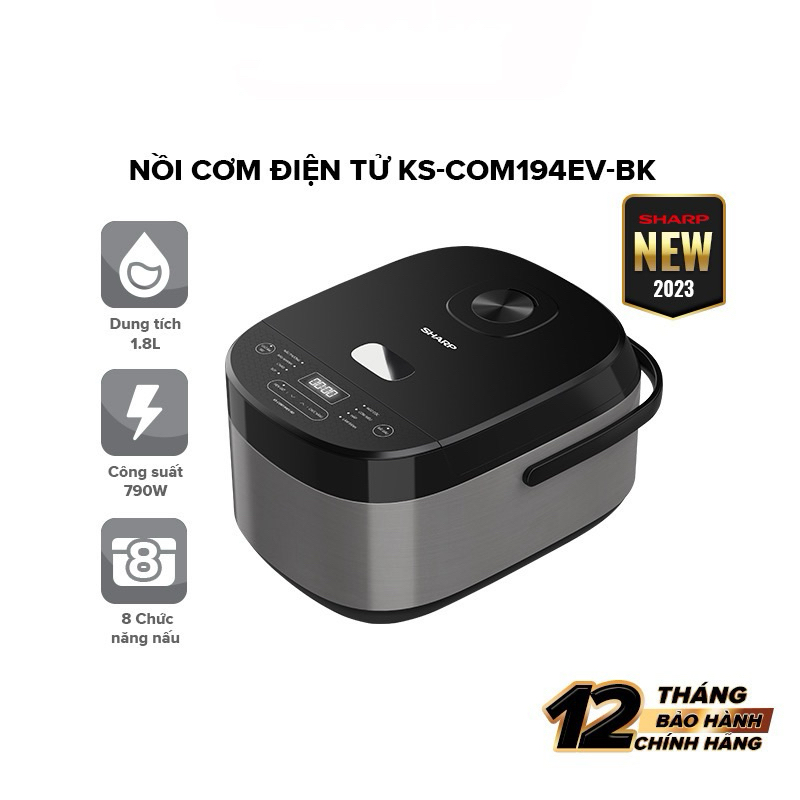 Nồi cơm điện tử Sharp 1.8 lít KS-COM194EV-BK - KS-COM194EV-RD - Hàng chính hãng