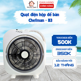Quạt hộp Chefman B3 chính hãng 3 chế độ gió, công suất 35W siêu tiết kiệm điện, lồng bảo vệ an toàn. Bảo hành 12m