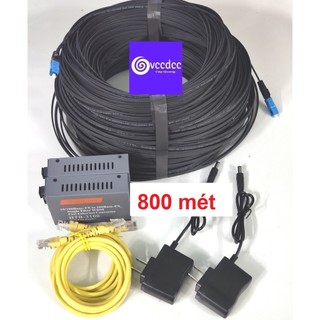 Combo 800m cáp quang 1 sợi bấm sẵn 2 đầu sc + cặp converter quang htb 3100/ gs03 a,b