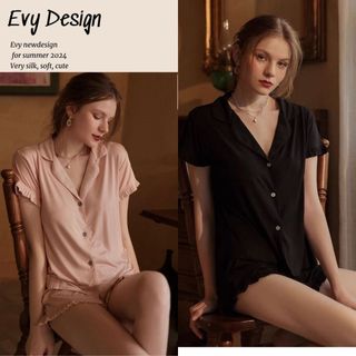 Bộ ngủ lụa trơn màu, bộ ngủ pizama bèo nữ tính BN010
