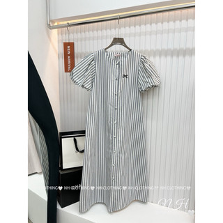 Váy kẻ cúc bọc thêu nơ sm