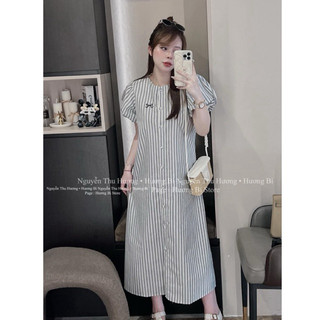 Váy kẻ cúc bọc thêu nơ sm