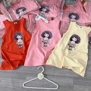 Combo 3 váy cotton sát nách cô gái tóc xù.