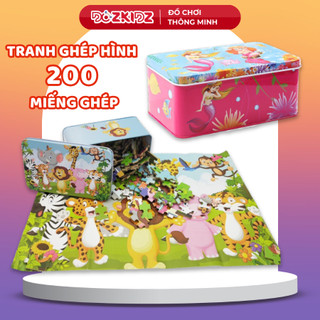 Đồ chơi ghép hình 200 miếng theo chủ đề, hộp sắt loại dày đẹp cho bé - DOZKIDZ