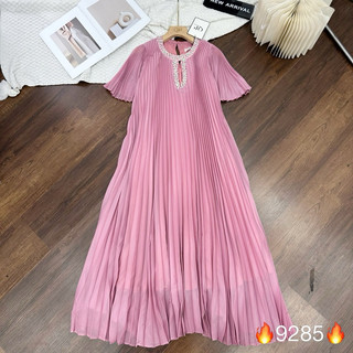 Váy tơ dập ly cổ đá 9285 Size sm