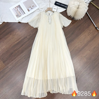 Váy tơ dập ly cổ đá 9285 Size sm