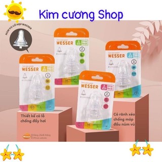 Núm ti cổ hẹp Wesser size S / M / L/+ Silicone mềm hơn núm vú nhựa