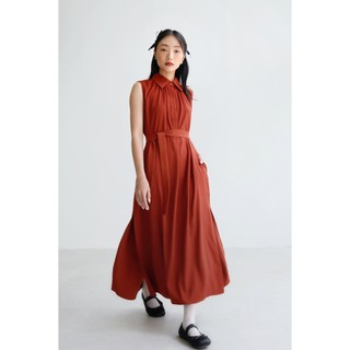 Chicka Chicka - Đầm sơ mi dáng maxi sát nách màu cam