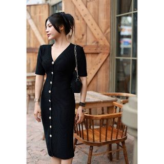 Paris dress- Đầm nút ôm body ngắn tay đi làm Au D’ Amour
