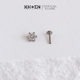 Khuyên tai Hoa đá lớn Titanium G23 - Bạc - Khoen store