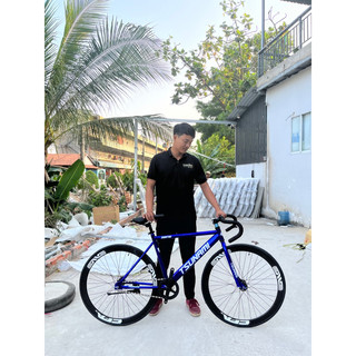 Xe đạp fixed gear & single speed màu xanh dương vành đen