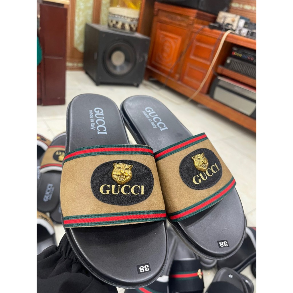 🔥Hot🔥 Dép Gucci Nam Quai Ngang, Dép da Gucci Phối Xanh Đỏ Thời Trang Cao Cấp Trẻ Trung full size 37-43