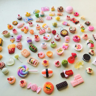 Combo 100 charm đồ ăn mini, charm slime làm đồ handmade, DIY, phụ kiện búp bê, trang trí tiểu cảnh