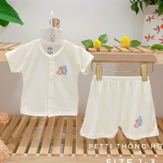 Bộ đồ cho bé sơ sinh cộc tay, quần áo sơ sinh cho bé 0-9 tháng chất vải pettit thông hơi mềm mát _ B78