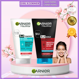 Sữa rửa mặt Garnier Hautklar 3in1 nội địa Đức 150ml, than hoạt tính
