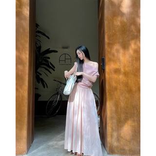 Set áo lệch vai + chân váy xoè lụa Charmanie Eclipse Clothing