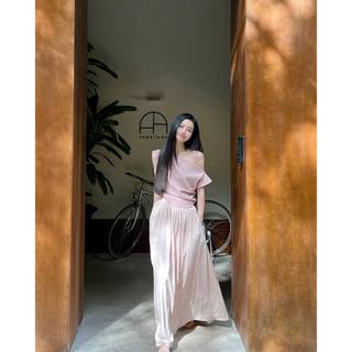 Set áo lệch vai + chân váy xoè lụa Charmanie Eclipse Clothing
