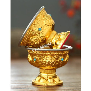 Ly Bát Kiết Tường Ly cúng dường Mật Tông Chung nước thờ cúng họa tiết Cát tường Chén cúng dường mật tông khảm đá
