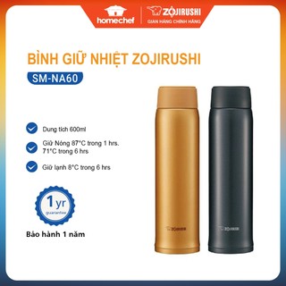 Bình giữ nhiệt nóng-lạnh Zojirushi 600ml SM-NA60, sản xuất tại Thái Lan, bảo hành giữ nhiệt 1 năm | Hàng chính hãng
