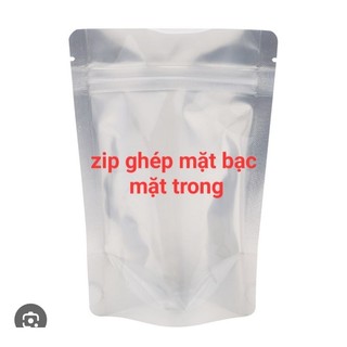 túi zip ghép bạc , mặt trong mặt bạc