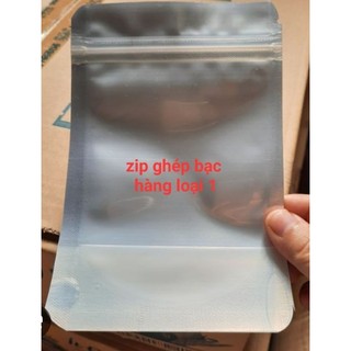 túi zip ghép bạc , mặt trong mặt bạc