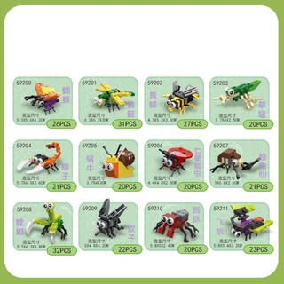 Bộ đồ chơi xếp hình lắp ghép Lego theo chủ đề côn trùng và động vật