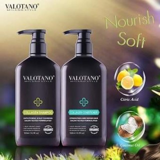 Cặp Gội + Xả siêu mượt và phục hồi tóc Valotano collagen 500ml
