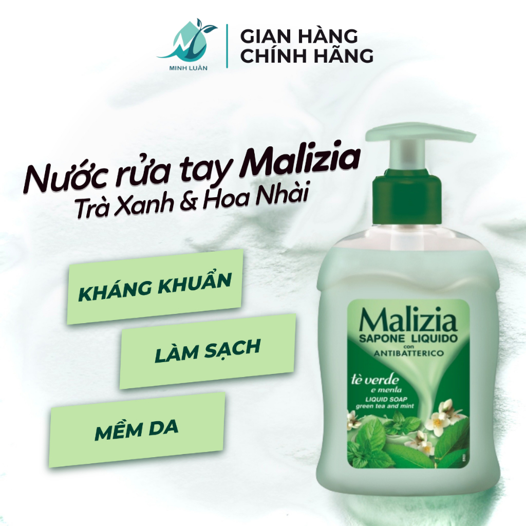 [Mã ICBTUE1543 giảm 15K đơn 99K] Nước rửa tay kháng khuẩn Malizia trà xanh và hoa nhài dịu da tay 30