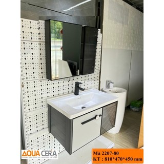 Tủ lavabo + mặt lavabo + tủ gương kích thước 80cm