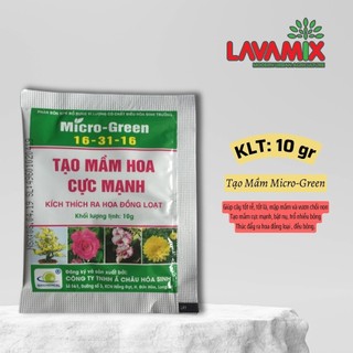 Phân Bón Micro Green 16-31-16 | gói 10g - Kích ra hoa đồng loạt cực mạnh, hoa nở to và đều | Green House