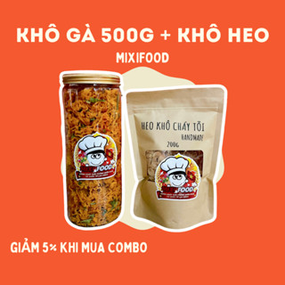Set 2 món siêu ưu đãi MIXIFOOD Khô gà lá chanh 500G và Heo khô cháy tỏi 200G
