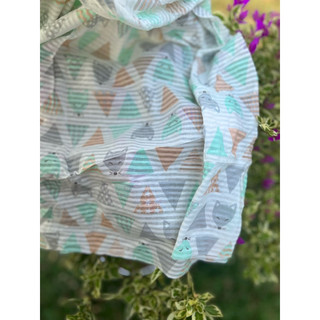 1,6m vải thun cotton giấy Hàn hoạ tiết cáo nền trắng