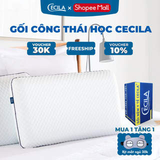 Gối công thái học CECILA  cao su non chống đau cổ vai gáy, hỗ trợ chống trào ngược, thoáng khí êm ái dễ chịu