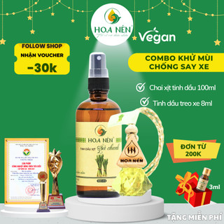 Combo khử mùi làm cho xe thơm tinh dầu Sả Chanh - Hoa Nén - Thư giãn, giảm say xe - 100ml