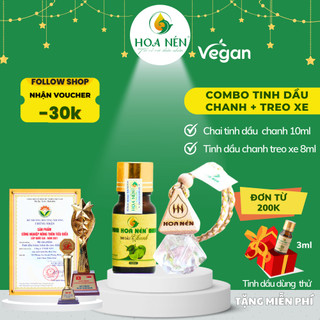 Combo tinh dầu Chanh nguyên chất - Hoa Nén - Thanh lọc không khí Chai treo + 10ml