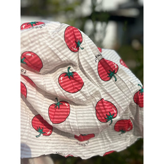 Vải thun cotton giấy hình cà chua nền trắng