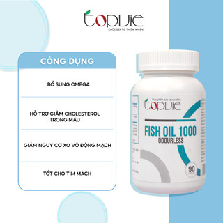 Dầu cá Topvie fish oil 1000 odourless hộp 90 viên hỗ trợ tăng cường thị lực, tim mạch và não bộ