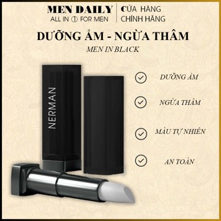 Son Dưỡng Môi Nam Giới Nerman Men In Black 2 in 1 dưỡng ẩm, ngừa thâm môi, Hồng Tự Nhiên, không màu