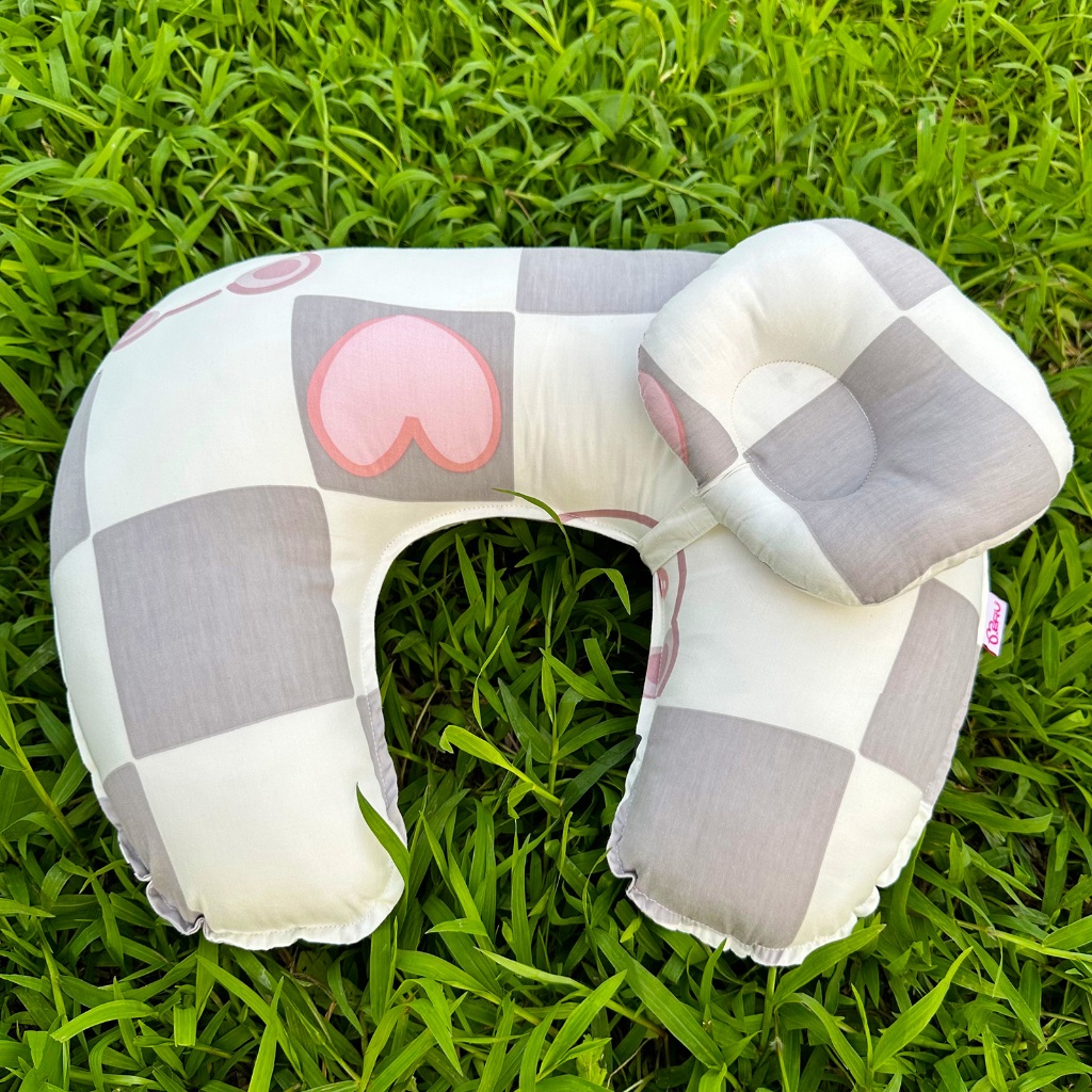Gối Cho Con Bú, gối hỗ trợ cho con bú, gối chữ C đa năng, gối bú vải Cotton Hàn mềm mịn thoáng mát