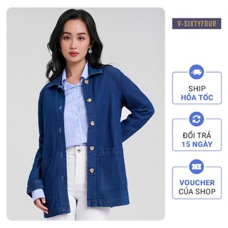 Áo Khoác Denim Nữ Dáng Dài. Denim Lab Coat V-SIXTYFOUR - 122WD2044B2970