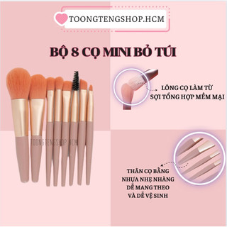 Cọ trang điểm mini,bộ 8 cọ trang điểm bỏ túi tiện lợi,giá rẻ, thân thiện với da