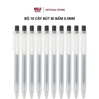 Bộ 10 cây bút bi bấm 0.5mm muji