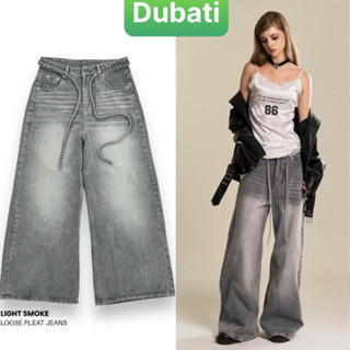 QUẦN BAGGY JEANS ỐNG RỘNG LOE THẮT LƯNG FORM TO UNISEX NAM NỮ PHONG CÁCH HOT TREND 2024 - DUBATI FASHION