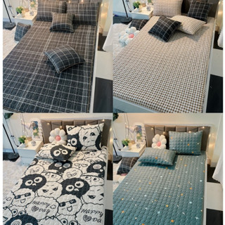 Bộ Ga Gối trần bông 3 lớp,Ga trải giường cotton poly (Tặng kèm 2 vỏ gối)