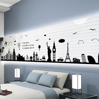 Decal dán tường thành phố Paris và tháp Eiffel địa danh nổi tiếng các nước KK049
