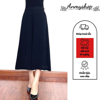 Quần trung niên nữ Anmyshop, quần sớ váy dáng lửng ống rộng,Chất liệu đũi xước không nhăn không xù
