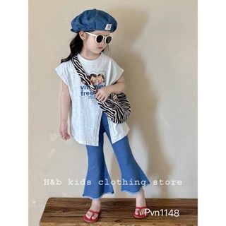 8-28KG SET 3 CHI TIẾT ÁO 3 LỖ QUẦN ỐNG LOE KÈM MŨ CHO BÉ GÁI (VTMIN)