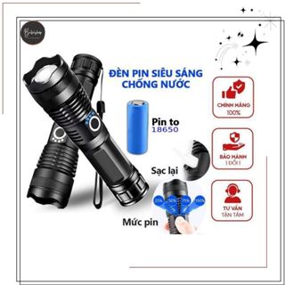 Đèn Pin XHP50 Siêu Sáng Cầm Tay Pin Trâu - Đèn siêu sáng mini, vỏ kim loại chống nước bền bỉ