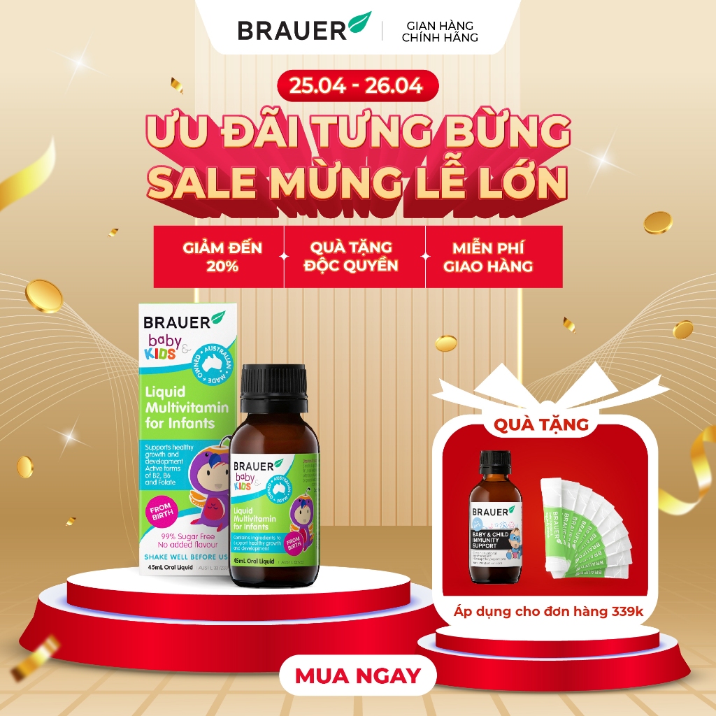 Siro BRAUER Liquid Multivitamin for Infants - Vitamin Tổng Hợp cho trẻ sơ sinh (45ml)